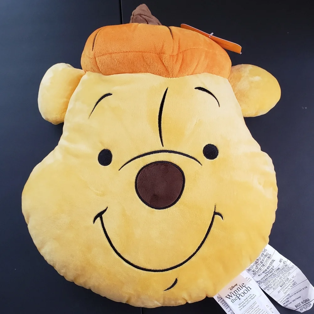 Disney Winnie The Pooh Pumpkin Hat Soft Decorative Plush Pillow NWT